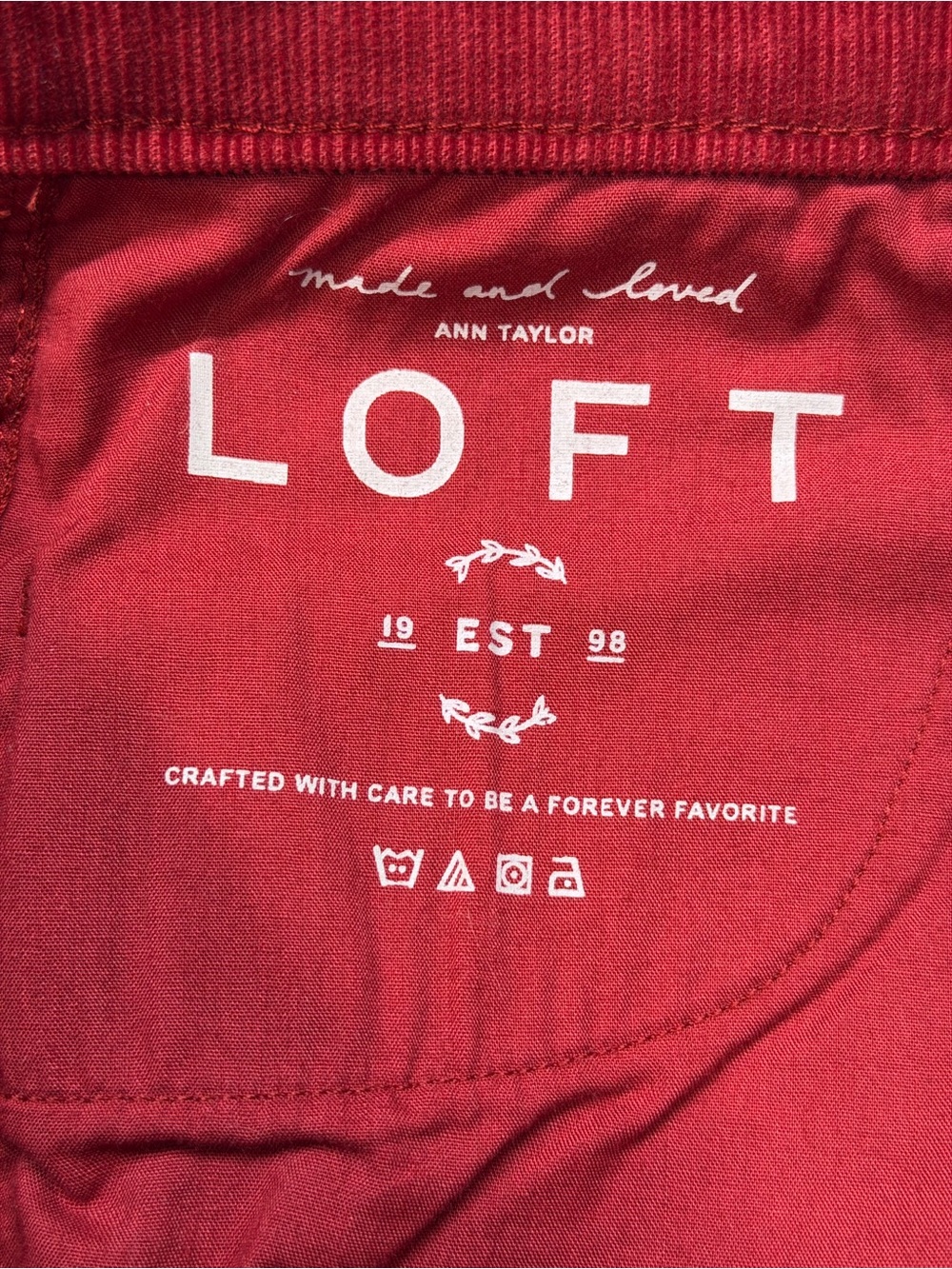 LOFT Red Corduroy Flare Crop Pants - Picture 5 of 8
